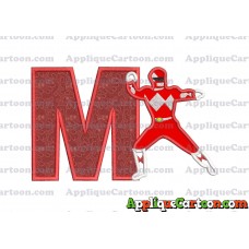 Red Power Rangers Applique Embroidery Design With Alphabet M