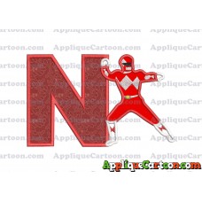 Red Power Rangers Applique Embroidery Design With Alphabet N
