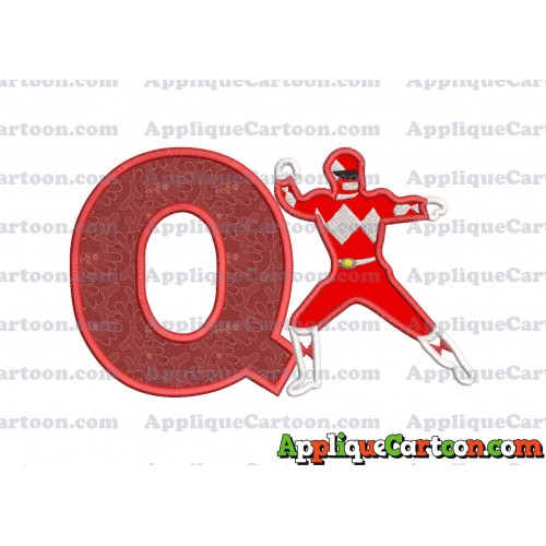 Red Power Rangers Applique Embroidery Design With Alphabet Q