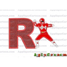 Red Power Rangers Applique Embroidery Design With Alphabet R