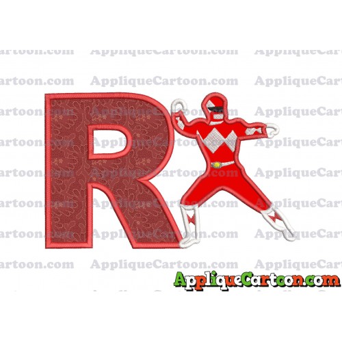 Red Power Rangers Applique Embroidery Design With Alphabet R