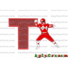 Red Power Rangers Applique Embroidery Design With Alphabet T