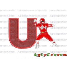 Red Power Rangers Applique Embroidery Design With Alphabet U