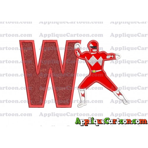 Red Power Rangers Applique Embroidery Design With Alphabet W