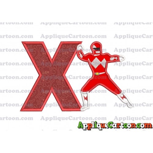 Red Power Rangers Applique Embroidery Design With Alphabet X