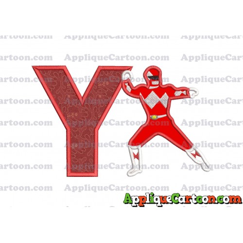 Red Power Rangers Applique Embroidery Design With Alphabet Y