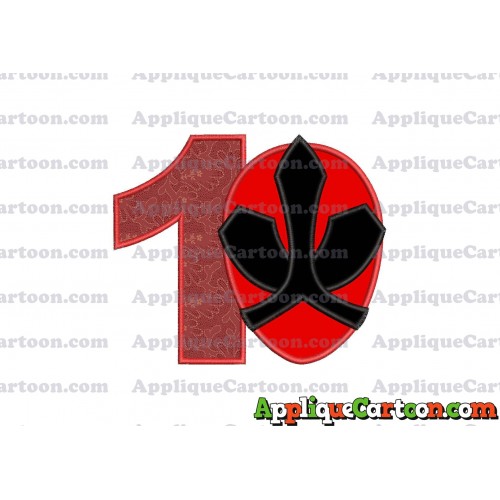 Red Power Rangers Head Applique 02 Embroidery Design Birthday Number 1
