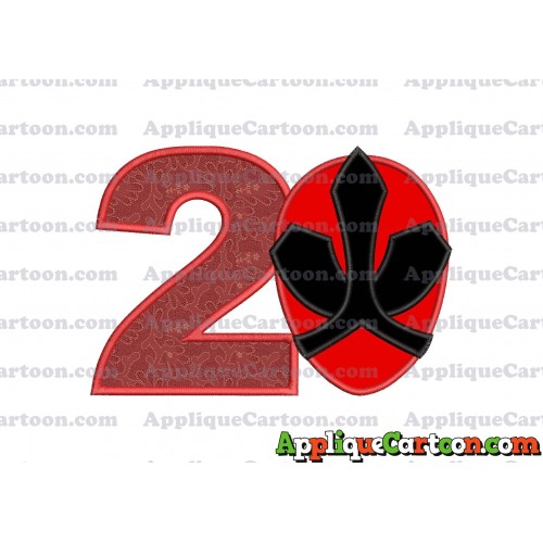Red Power Rangers Head Applique 02 Embroidery Design Birthday Number 2