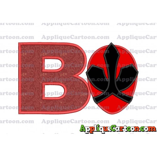 Red Power Rangers Head Applique 02 Embroidery Design With Alphabet B