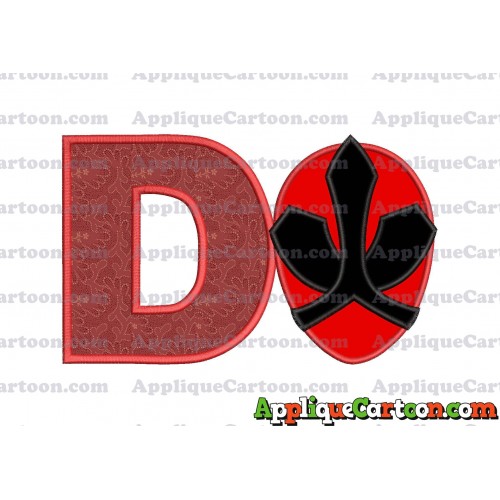 Red Power Rangers Head Applique 02 Embroidery Design With Alphabet D