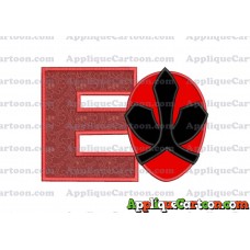 Red Power Rangers Head Applique 02 Embroidery Design With Alphabet E