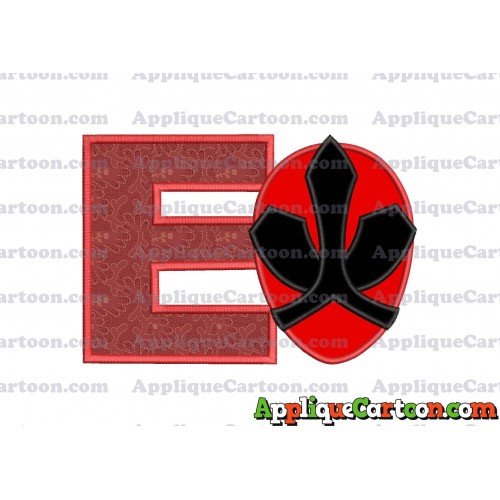 Red Power Rangers Head Applique 02 Embroidery Design With Alphabet E