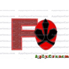 Red Power Rangers Head Applique 02 Embroidery Design With Alphabet F