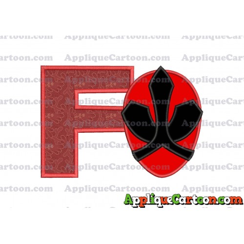 Red Power Rangers Head Applique 02 Embroidery Design With Alphabet F