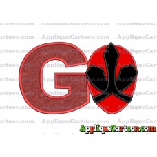 Red Power Rangers Head Applique 02 Embroidery Design With Alphabet G