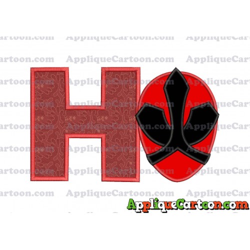 Red Power Rangers Head Applique 02 Embroidery Design With Alphabet H