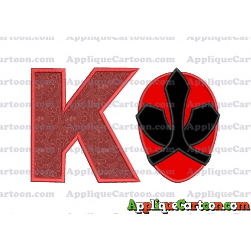 Red Power Rangers Head Applique 02 Embroidery Design With Alphabet K