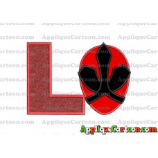 Red Power Rangers Head Applique 02 Embroidery Design With Alphabet L
