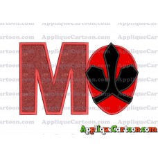 Red Power Rangers Head Applique 02 Embroidery Design With Alphabet M