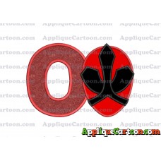 Red Power Rangers Head Applique 02 Embroidery Design With Alphabet O