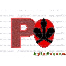 Red Power Rangers Head Applique 02 Embroidery Design With Alphabet P