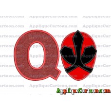 Red Power Rangers Head Applique 02 Embroidery Design With Alphabet Q