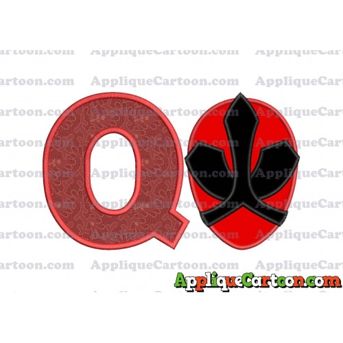 Red Power Rangers Head Applique 02 Embroidery Design With Alphabet Q