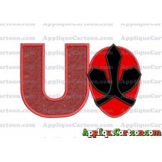 Red Power Rangers Head Applique 02 Embroidery Design With Alphabet U