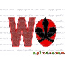 Red Power Rangers Head Applique 02 Embroidery Design With Alphabet W