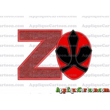 Red Power Rangers Head Applique 02 Embroidery Design With Alphabet Z