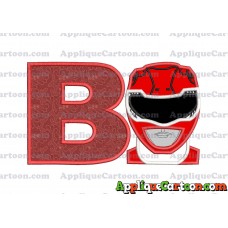 Red Power Rangers Head Applique Embroidery Design With Alphabet B