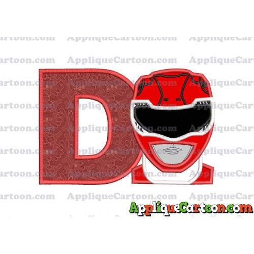 Red Power Rangers Head Applique Embroidery Design With Alphabet D
