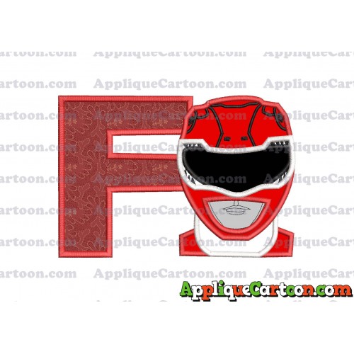 Red Power Rangers Head Applique Embroidery Design With Alphabet F