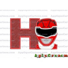 Red Power Rangers Head Applique Embroidery Design With Alphabet H