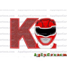 Red Power Rangers Head Applique Embroidery Design With Alphabet K