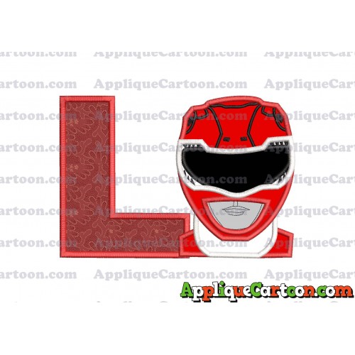 Red Power Rangers Head Applique Embroidery Design With Alphabet L
