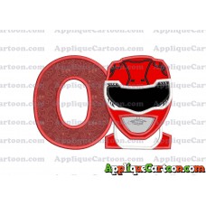 Red Power Rangers Head Applique Embroidery Design With Alphabet O