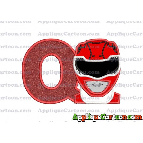 Red Power Rangers Head Applique Embroidery Design With Alphabet Q