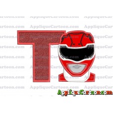 Red Power Rangers Head Applique Embroidery Design With Alphabet T