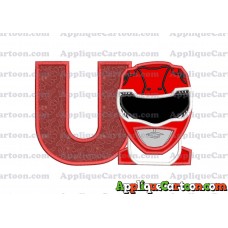 Red Power Rangers Head Applique Embroidery Design With Alphabet U