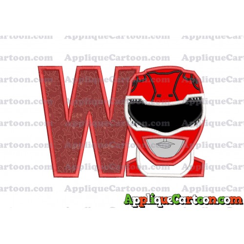 Red Power Rangers Head Applique Embroidery Design With Alphabet W