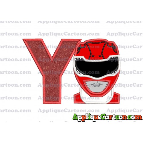 Red Power Rangers Head Applique Embroidery Design With Alphabet Y