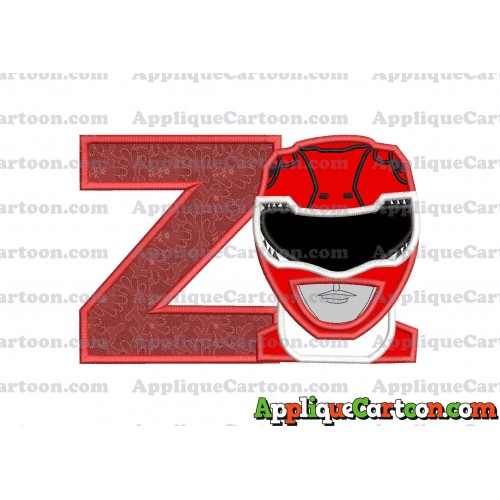 Red Power Rangers Head Applique Embroidery Design With Alphabet Z