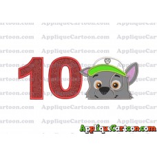 Rocky Paw Patrol Applique Embroidery Design Birthday Number 10