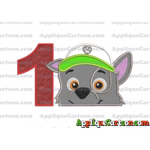 Rocky Paw Patrol Applique Embroidery Design Birthday Number 1