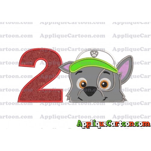 Rocky Paw Patrol Applique Embroidery Design Birthday Number 2