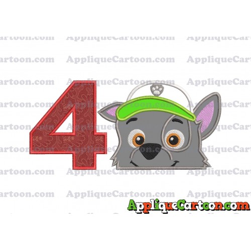 Rocky Paw Patrol Applique Embroidery Design Birthday Number 4