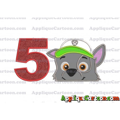 Rocky Paw Patrol Applique Embroidery Design Birthday Number 5