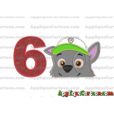Rocky Paw Patrol Applique Embroidery Design Birthday Number 6
