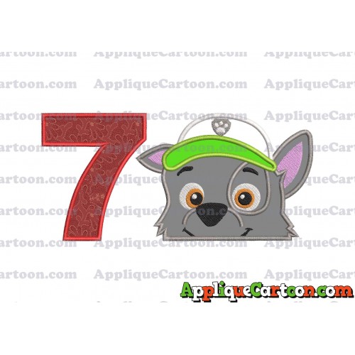 Rocky Paw Patrol Applique Embroidery Design Birthday Number 7